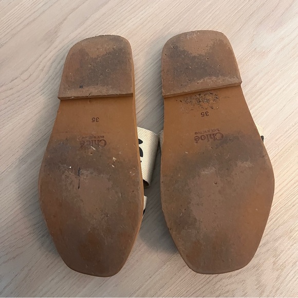 Chloé - Woody Linen Logo Slide Sandals - Picture 7 of 7